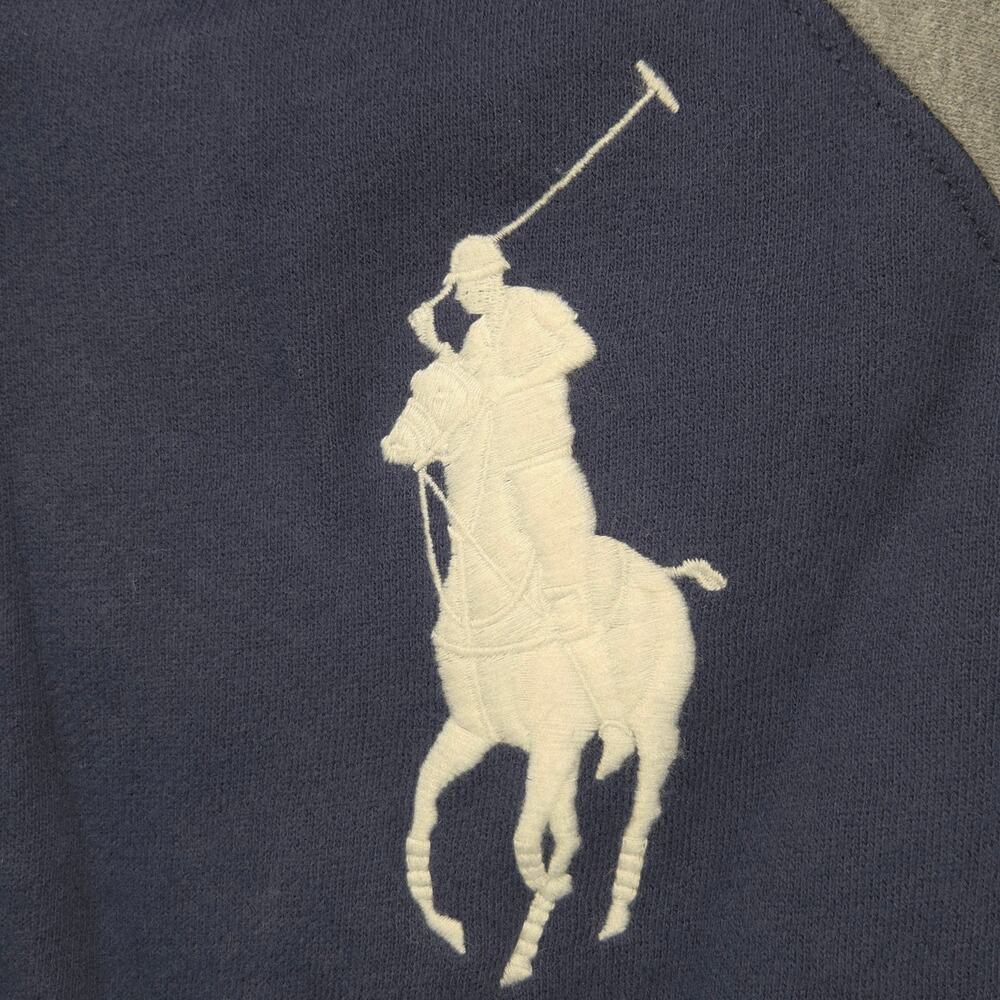 Polo Ralph Lauren‎ Hoodie Youth L Big Pony Zip Navy Gray Boys 14 16